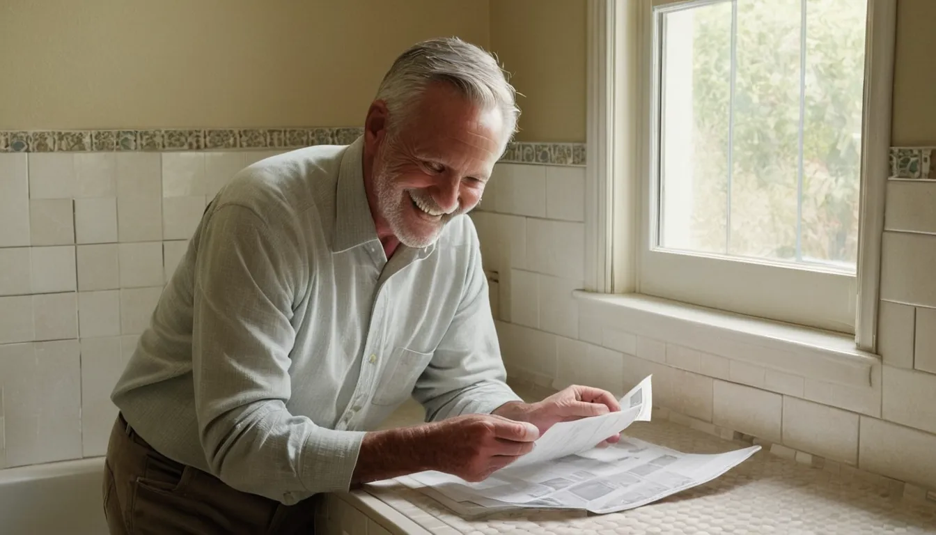 A homeowner in Shelton reviewing a bathroom remodel plan with a local provider